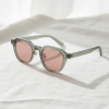 FL41 Rose Tinted Lens Glasses - Transparent Green Geometric TR90 Frame 2
