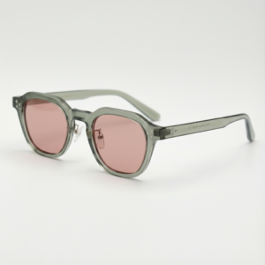 FL41 Rose Tinted Lens Glasses - Transparent Green Geometric TR90 Frame 1