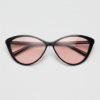 FL41 Rose Tinted Lens Glasses - Glossy Black Cat-eye TR90 Frame 2