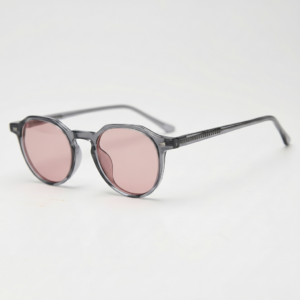 FL41 Rose Tinted Lens Glasses - Grey Geometric TR90 Frame 1