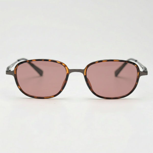 FL41 Rose Tinted Lens Glasses - Tortoise Oval TR90 Frame 3 FL41 Rose Tinted Lens Glasses - Tortoise Oval TR90 Frame 3