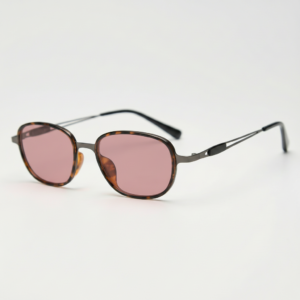 FL41 Rose Tinted Lens Glasses - Tortoise Oval TR90 Frame 1
