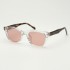 FL41 Rose Tinted Lens Glasses - Clear Square Acetate Frame 1