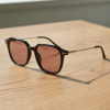 FL41 Rose Tinted Lens Glasses - Black Rectangle TR90 Frame 2