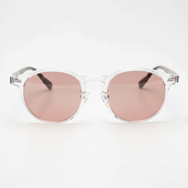 FL41 Rose Tinted Lens Glasses - Clear Round TR90 Frame 3