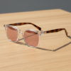FL41 Rose Tinted Lens Glasses - Clear Rectangle TR90 Frame 2