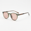 Ida FL-41 Rose Tinted Lens Glasses - Green Round TR90 Frame image 1