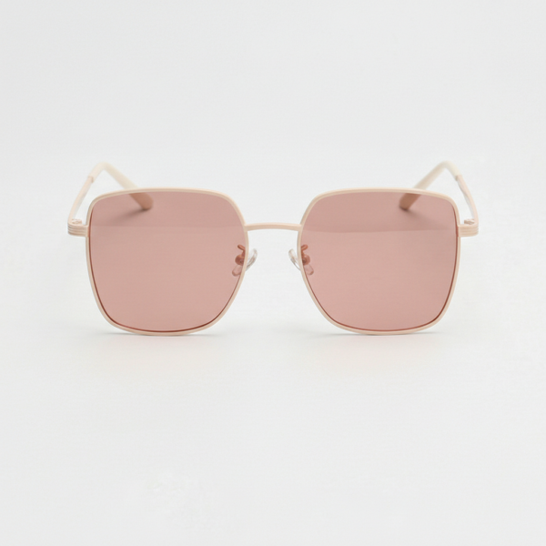 FL41 Rose Tinted Lens Glasses - Gold Square Metal Frame 3 FL41 Rose Tinted Lens Glasses - Gold Square Metal Frame 3