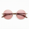 FL41 Rose Tinted Lens Glasses - Gold Round Metal Frame 3