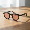 FL41 Rose Tinted Lens Glasses - Black Oval TR90 Frame 2