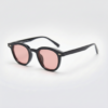 FL41 Rose Tinted Lens Glasses - Black Oval TR90 Frame 1