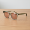 FL41 Rose Tinted Lens Glasses - Green Rectangle TR90 Frame 2