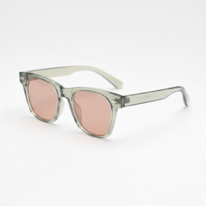 FL41 Rose Tinted Lens Glasses - Green Rectangle TR90 Frame 1