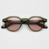 FL41 Rose Tinted Lens Glasses - Olive Green Round TR90 Frame 3