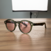 FL41 Rose Tinted Lens Glasses - Olive Green Round TR90 Frame 2