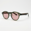 FL41 Rose Tinted Lens Glasses - Olive Green Round TR90 Frame 1