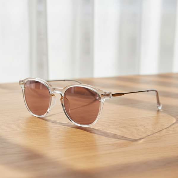FL41 Rose Tinted Lens Glasses - Clear Round TR90 Frame - Roomier Fit 2