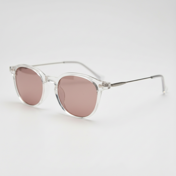 FL41 Rose Tinted Lens Glasses - Clear Round TR90 Frame - Roomier Fit 1