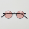 FL41 Rose Tinted Lens Glasses - Matte Black Round Titanium Frame 3