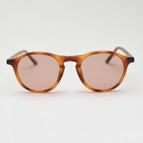 FL41 Rose Tinted Lens Glasses - Tortoise Round TR90 Frame 3