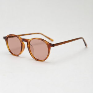 FL41 Rose Tinted Lens Glasses - Tortoise Round TR90 Frame 1