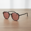 FL41 Rose Tinted Lens Glasses - Black Square TR90 Frame 2