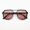 FL41 Rose Tinted Lens Glasses - Glossy Black Geometric TR90 Frame 3