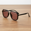 FL41 Rose Tinted Lens Glasses - Glossy Black Geometric TR90 Frame 2