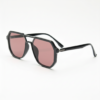FL41 Rose Tinted Lens Glasses - Glossy Black Geometric TR90 Frame 1