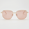 Ruth FL-41 Rose Tinted Lens Glasses - Gold Geometric Metal Frame Ruth FL-41 Rose Tinted Lens Glasses - Gold Geometric Metal Frame image 3