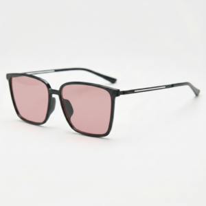 Sally FL-41 Rose Tinted Lens Glasses - Glossy black Square TR90 Frame image 1