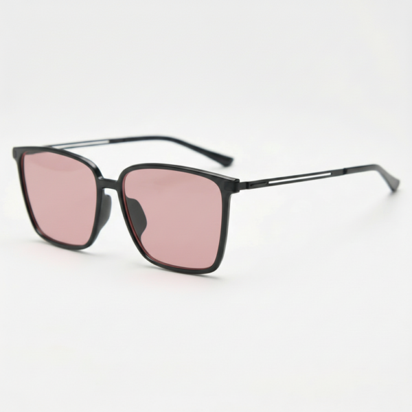 Sally FL-41 Rose Tinted Lens Glasses - Glossy black Square TR90 Frame Sally FL-41 Rose Tinted Lens Glasses - Glossy black Square TR90 Frame image 1