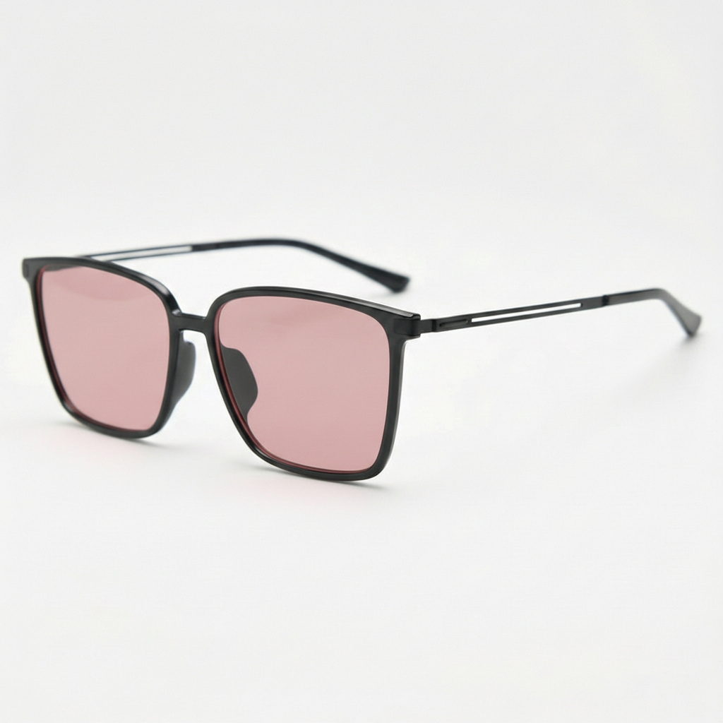Sally FL-41 Rose Tinted Lens Glasses - Glossy black Square TR90 Frame Sally FL-41 Rose Tinted Lens Glasses - Glossy black Square TR90 Frame image 1