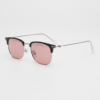 FL41 Rose Tinted Lens Glasses - Silver Browline TR90 Frame 1