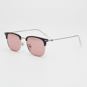 FL41 Rose Tinted Lens Glasses - Silver Browline TR90 Frame 1