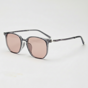 Yetta FL-41 Rose Tinted Lens Glasses - Transparent gray Geometric TR90 Frame image 1