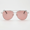 FL41 Rose Tinted Lens Glasses - Silver Aviator Metal Frame 3