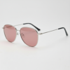 FL41 Rose Tinted Lens Glasses - Silver Aviator Metal Frame 1